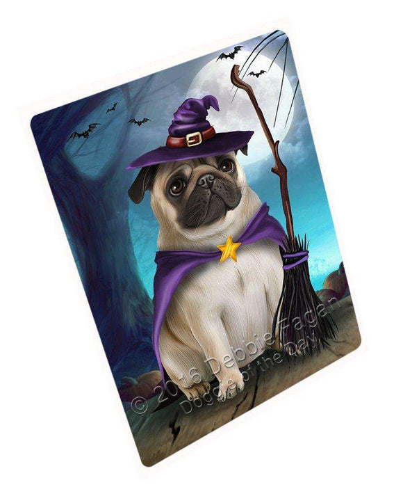 Happy Halloween Trick or Treat Pug Dog Witch Tempered Cutting Board
