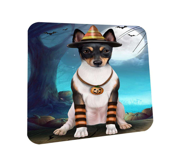 Happy Halloween Trick or Treat Rat Terrier Dog Candy Corn Coasters Set of 4 CST52470