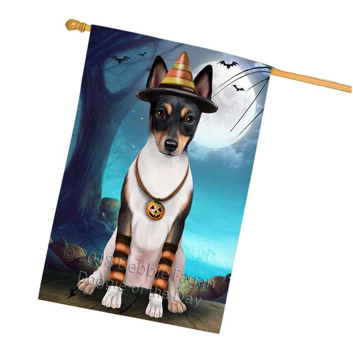 Happy Halloween Trick or Treat Rat Terrier Dog Candy Corn House Flag FLG52592