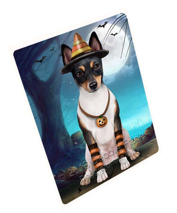Happy Halloween Trick or Treat Rat Terrier Dog Candy Corn Large Refrigerator / Dishwasher Magnet RMAG75252