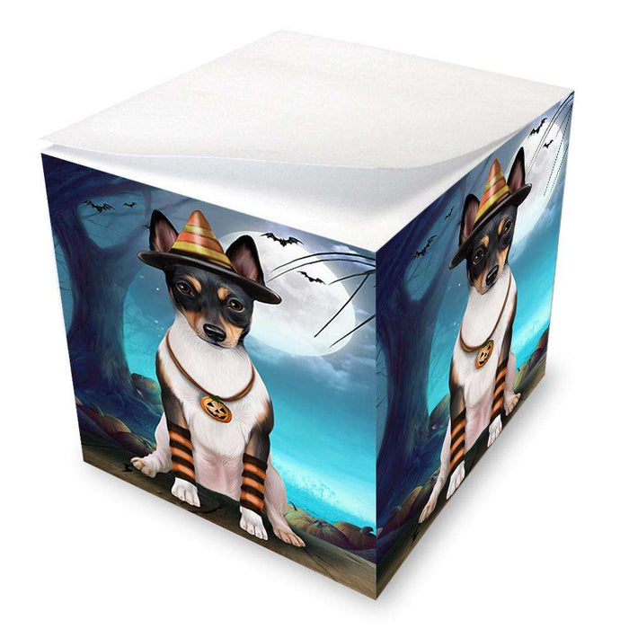 Happy Halloween Trick or Treat Rat Terrier Dog Candy Corn Note Cube NOC52511