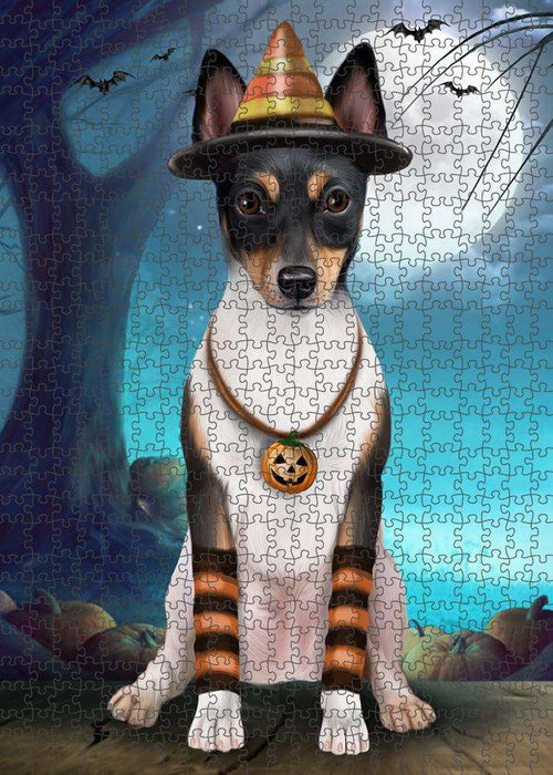 Happy Halloween Trick or Treat Rat Terrier Dog Candy Corn Puzzle  PUZL61464