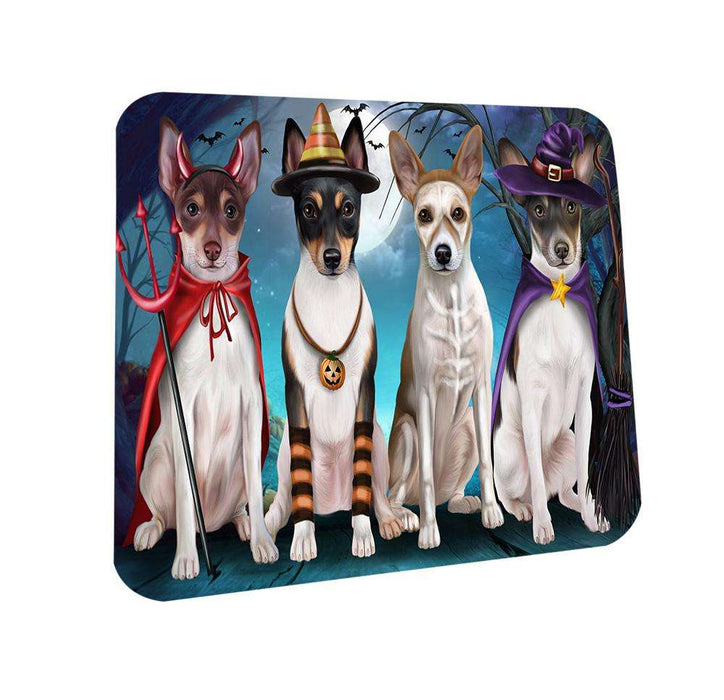 Happy Halloween Trick or Treat Rat Terrier Dog Coasters Set of 4 CST52546