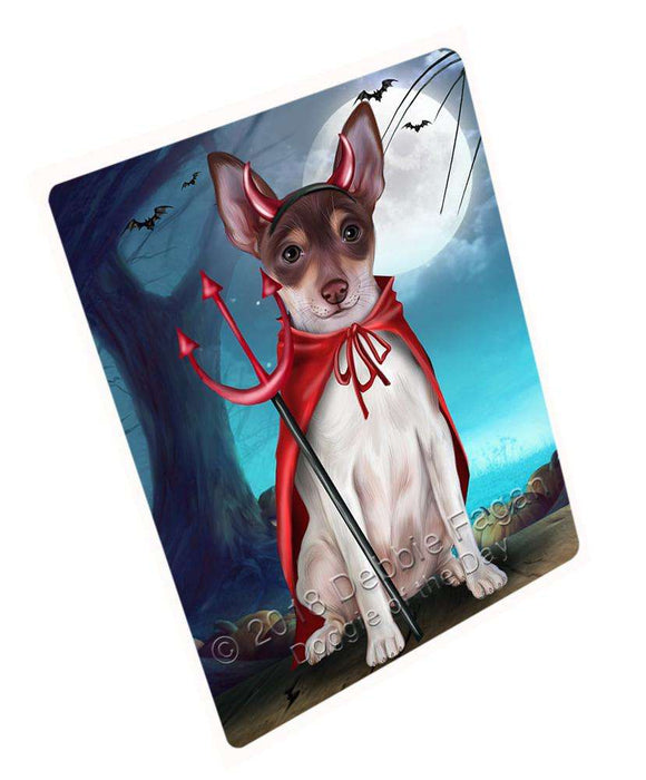 Happy Halloween Trick or Treat Rat Terrier Dog Devil Large Refrigerator / Dishwasher Magnet RMAG75366