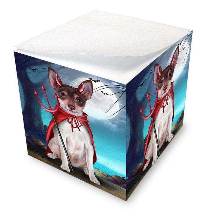 Happy Halloween Trick or Treat Rat Terrier Dog Devil Note Cube NOC52530