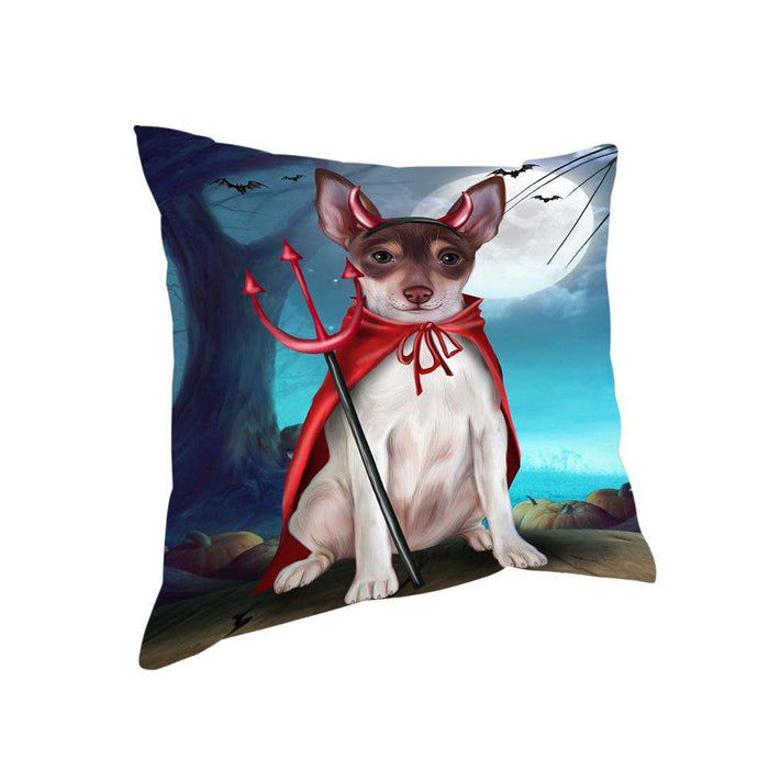 Happy Halloween Trick or Treat Rat Terrier Dog Devil Pillow PIL66276