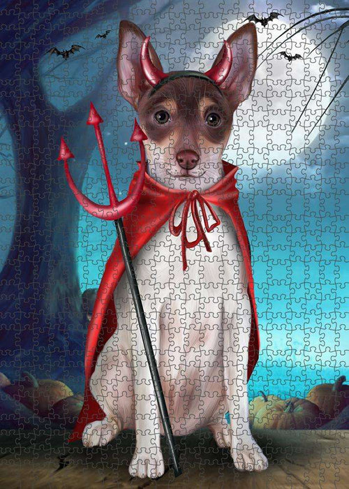 Happy Halloween Trick or Treat Rat Terrier Dog Devil Puzzle  PUZL61521