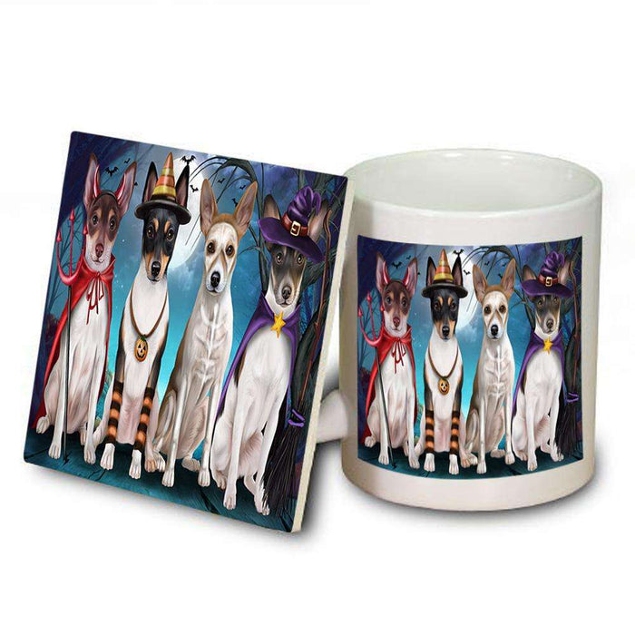 Happy Halloween Trick or Treat Rat Terrier Dog Mug and Coaster Set MUC52579