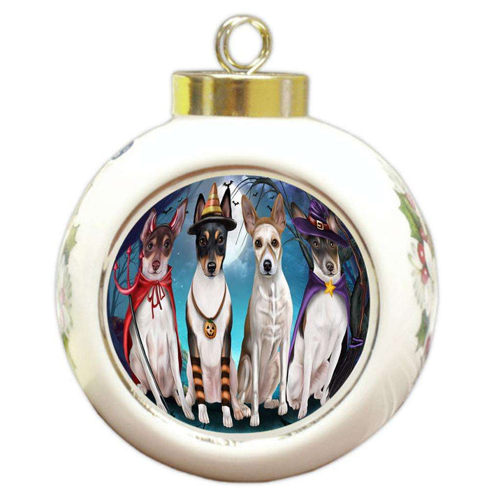 Happy Halloween Trick or Treat Rat Terrier Dog Round Ball Christmas Ornament RBPOR52587