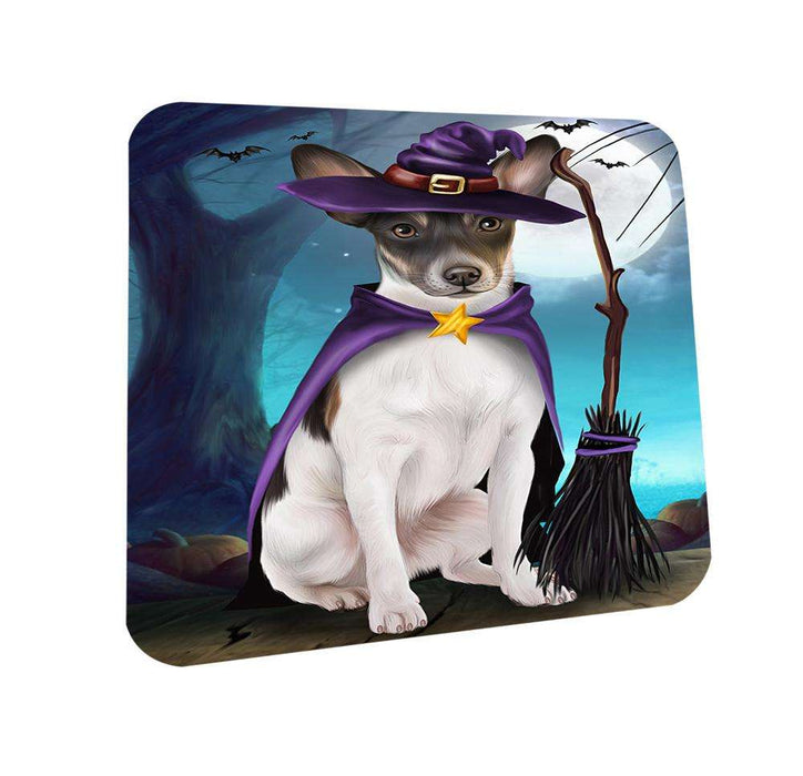 Happy Halloween Trick or Treat Rat Terrier Dog Witch Coasters Set of 4 CST52527