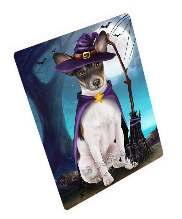 Happy Halloween Trick Or Treat Rat Terrier Dog Witch Magnet Mini (3.5" x 2") MAG61797