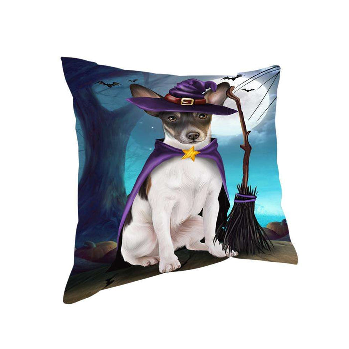 Happy Halloween Trick or Treat Rat Terrier Dog Witch Pillow PIL66428