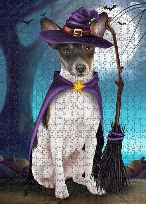 Happy Halloween Trick or Treat Rat Terrier Dog Witch Puzzle  PUZL61635