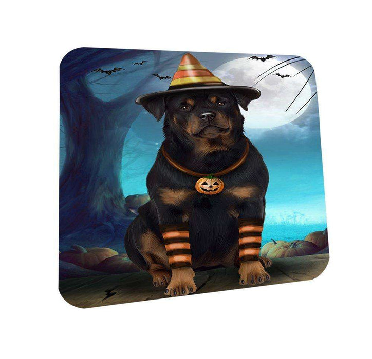 Happy Halloween Trick or Treat Rottweiler Dog Candy Corn Coasters Set of 4