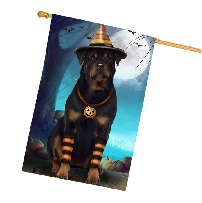 Happy Halloween Trick or Treat Rottweiler Dog Candy Corn House Flag