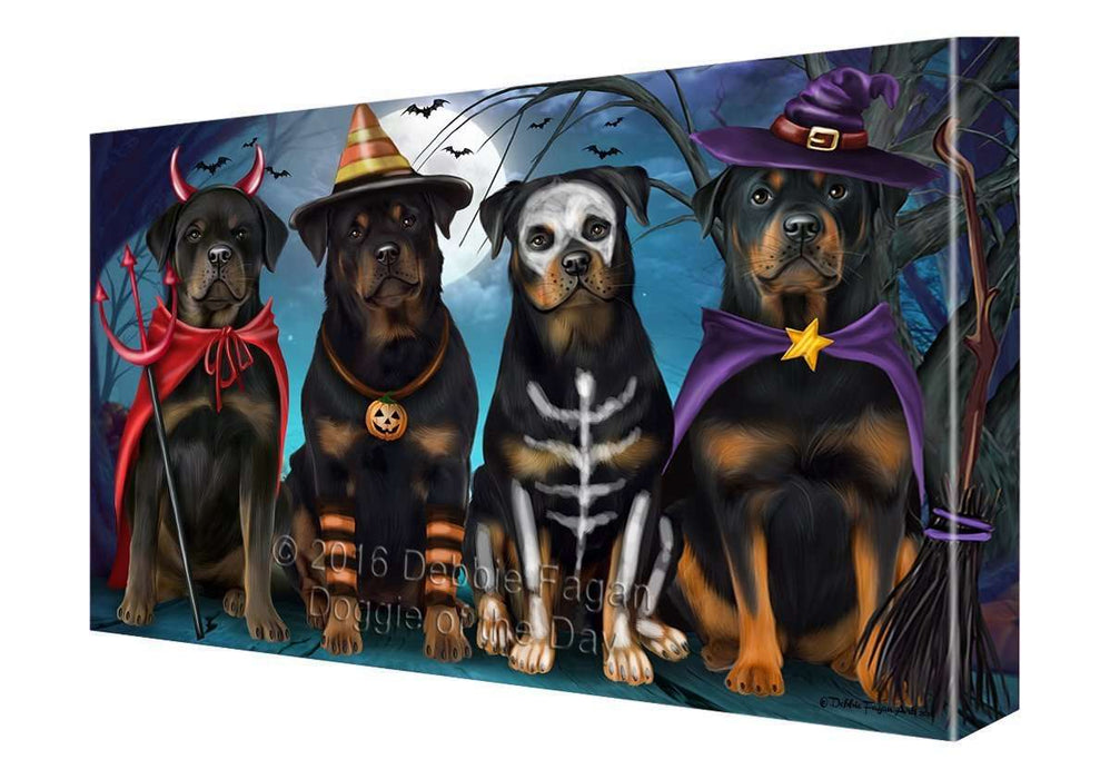 Happy Halloween Trick or Treat Rottweiler Dog Canvas Wall Art