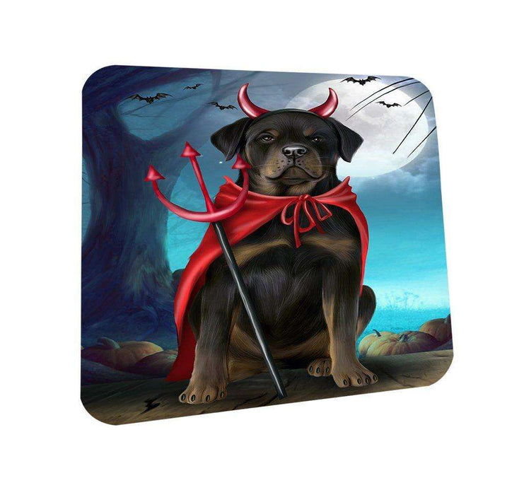 Happy Halloween Trick or Treat Rottweiler Dog Devil Coasters Set of 4