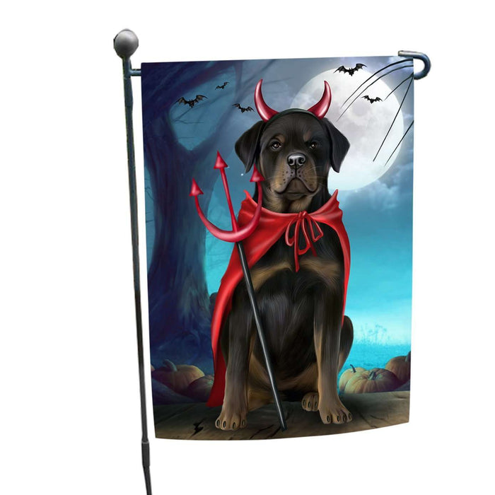 Happy Halloween Trick or Treat Rottweiler Dog Devil Garden Flag
