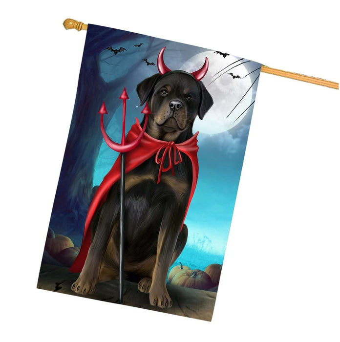 Happy Halloween Trick or Treat Rottweiler Dog Devil House Flag