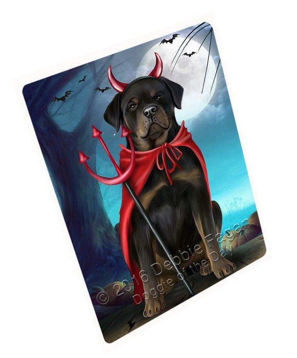 Happy Halloween Trick or Treat Rottweiler Dog Devil Large Refrigerator / Dishwasher Magnet