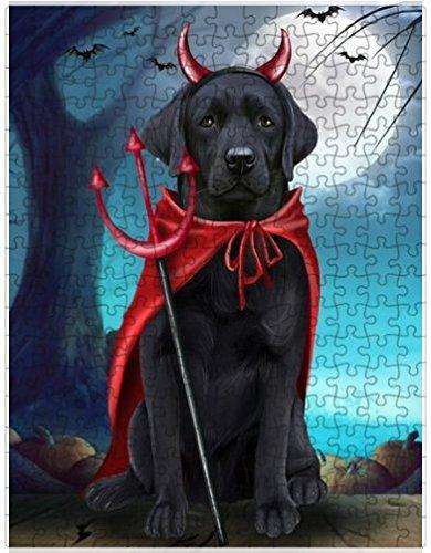 Happy Halloween Trick or Treat Rottweiler Dog Devil Puzzle with Photo Tin