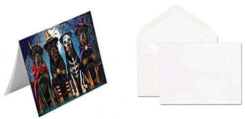 Happy Halloween Trick or Treat Rottweiler Dog Handmade Artwork Assorted Pets Greeting Cards and Note Cards with Envelopes for All Occasions and Holiday Seasons