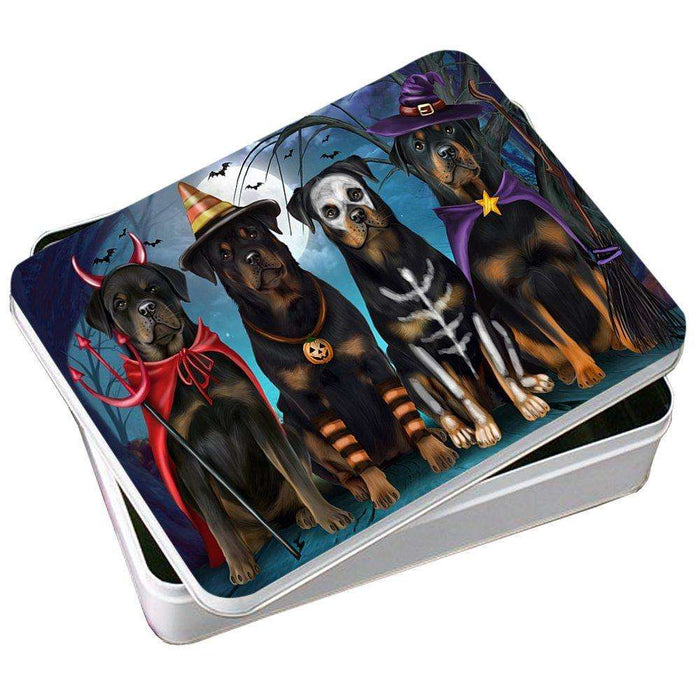 Happy Halloween Trick or Treat Rottweiler Dog Photo Storage Tin