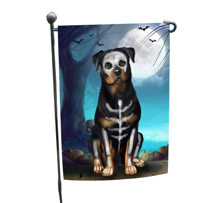 Happy Halloween Trick or Treat Rottweiler Dog Skeleton Garden Flag