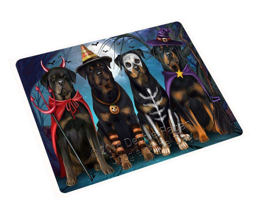 Happy Halloween Trick or Treat Rottweiler Dog Tempered Cutting Board