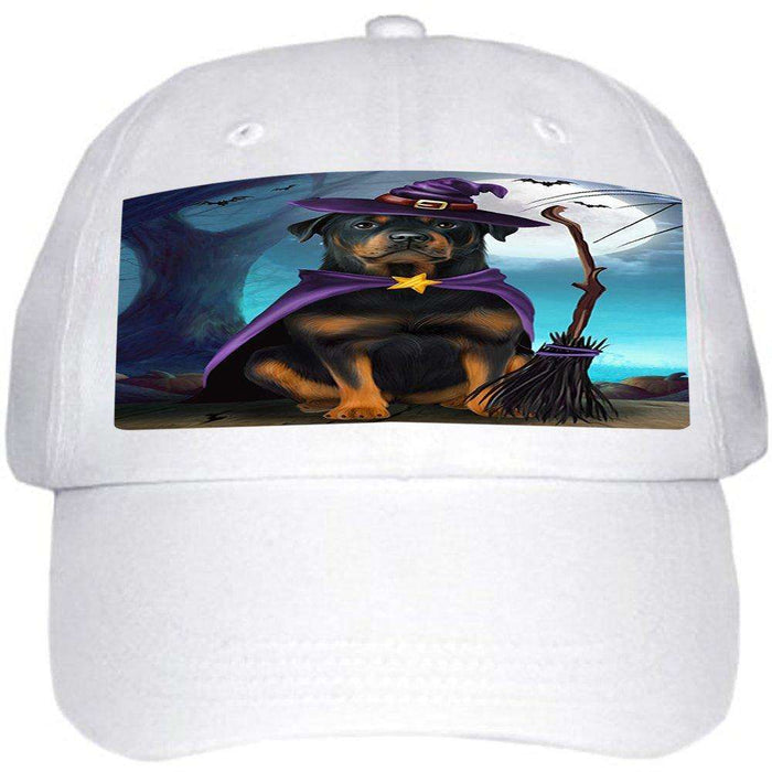 Happy Halloween Trick or Treat Rottweiler Dog Witch Ball Hat Cap