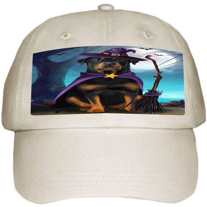 Happy Halloween Trick or Treat Rottweiler Dog Witch Ball Hat Cap