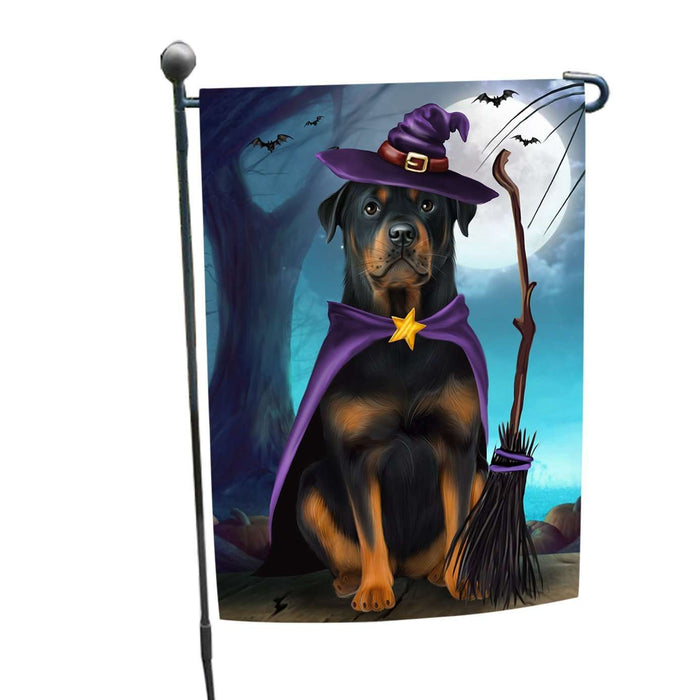 Happy Halloween Trick or Treat Rottweiler Dog Witch Garden Flag
