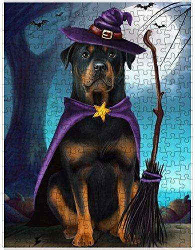 Happy Halloween Trick or Treat Rottweiler Dog Witch Puzzle with Photo Tin (300 pc.)