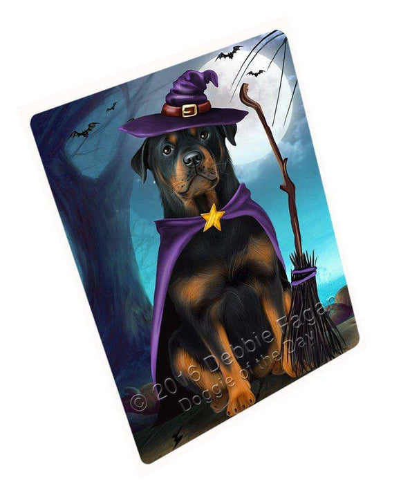 Happy Halloween Trick or Treat Rottweiler Dog Witch Tempered Cutting Board