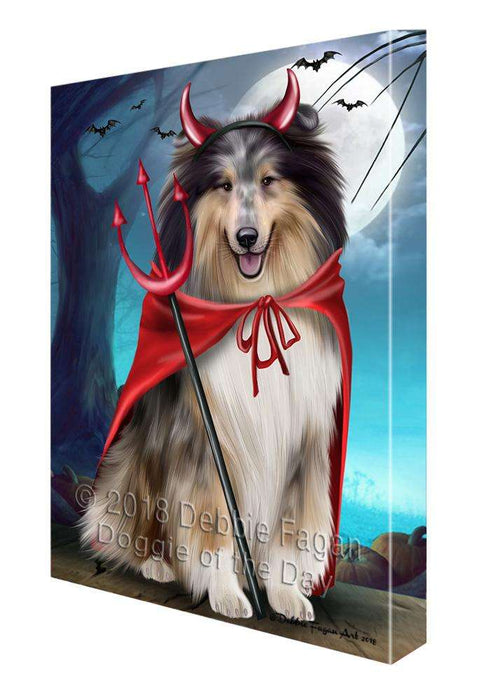 Happy Halloween Trick or Treat Rough Collie Dog Canvas Print Wall Art Décor CVS109682