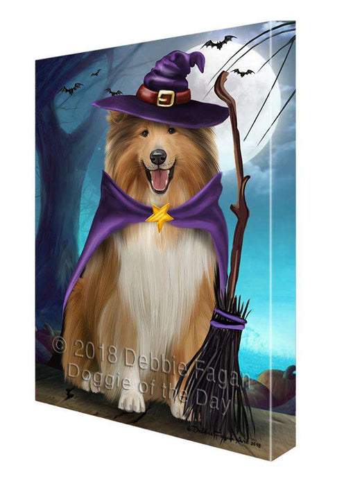 Happy Halloween Trick or Treat Rough Collie Dog Canvas Print Wall Art Décor CVS109709