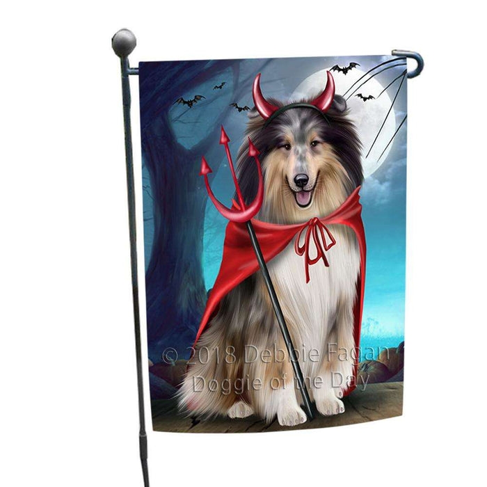 Happy Halloween Trick or Treat Rough Collie Dog Garden Flag GFLG54710