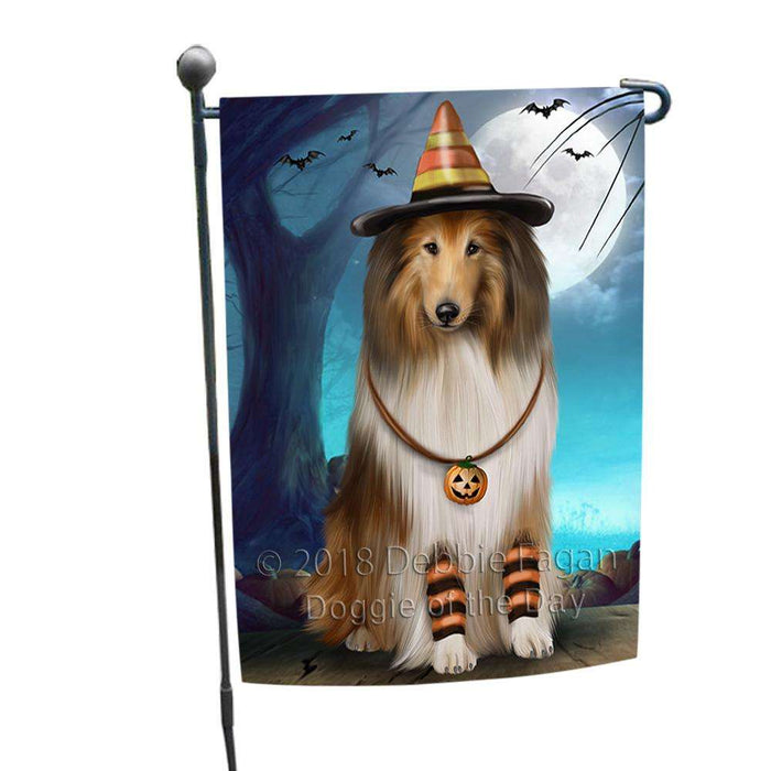 Happy Halloween Trick or Treat Rough Collie Dog Garden Flag GFLG54711