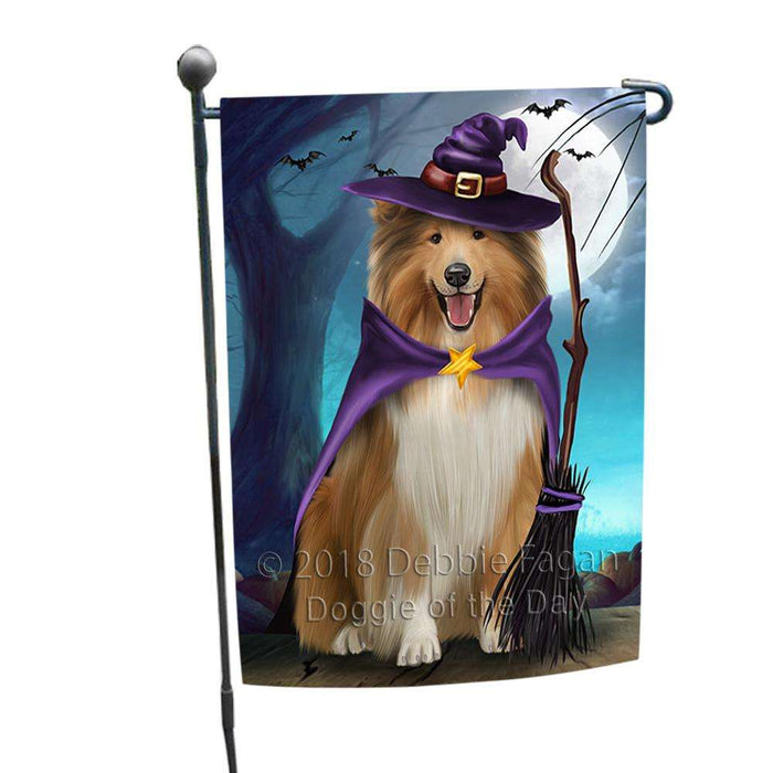 Happy Halloween Trick or Treat Rough Collie Dog Garden Flag GFLG54713