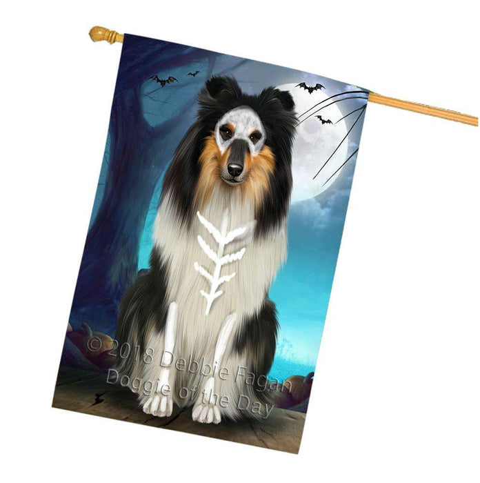 Happy Halloween Trick or Treat Rough Collie Dog House Flag FLG54848