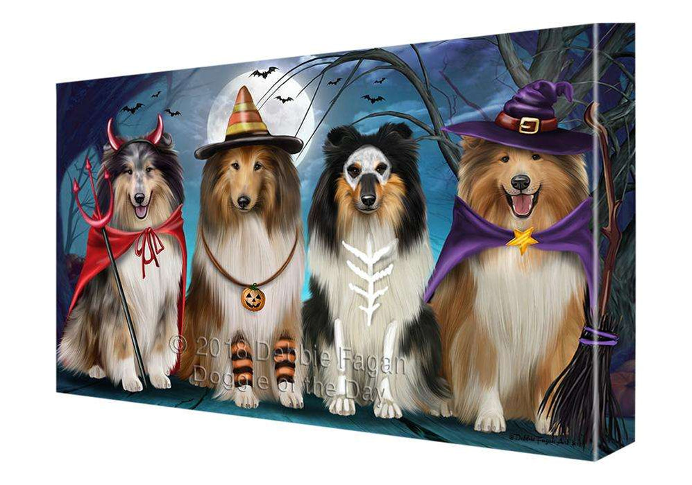 Happy Halloween Trick or Treat Rough Collies Dog Canvas Print Wall Art Décor CVS109358