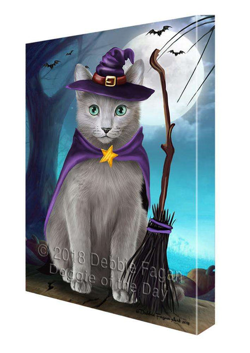 Happy Halloween Trick or Treat Russian Blue Cat Canvas Print Wall Art Décor CVS109745