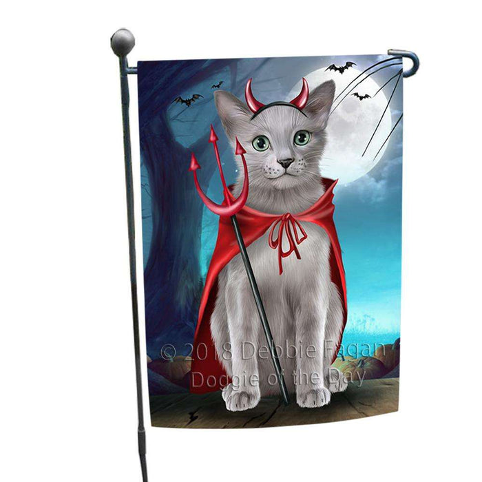 Happy Halloween Trick or Treat Russian Blue Cat Garden Flag GFLG54714