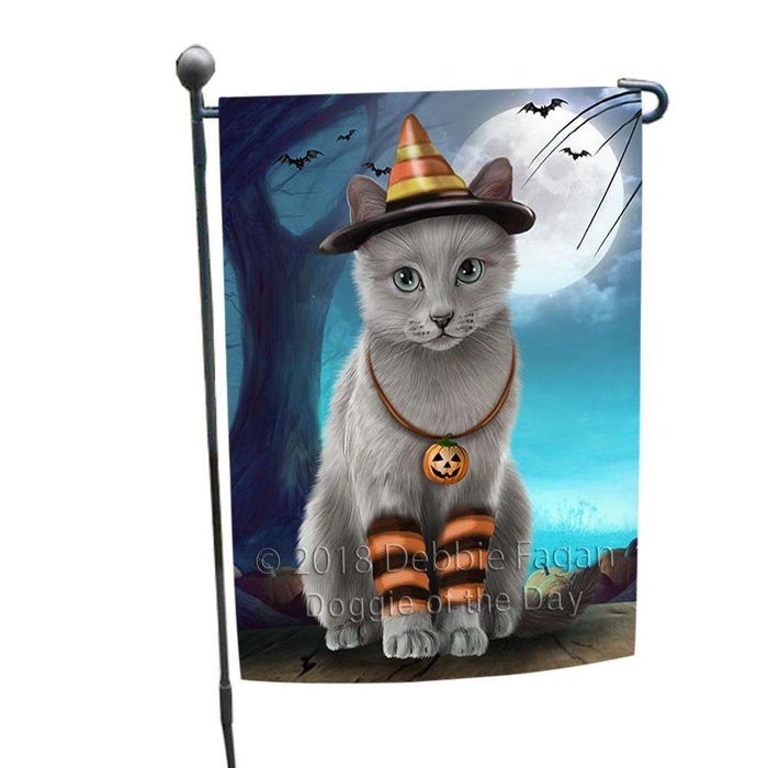 Happy Halloween Trick or Treat Russian Blue Cat Garden Flag GFLG54715