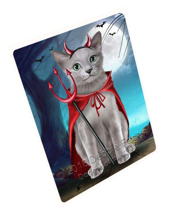 Happy Halloween Trick or Treat Russian Blue Cat Large Refrigerator / Dishwasher Magnet RMAG88794