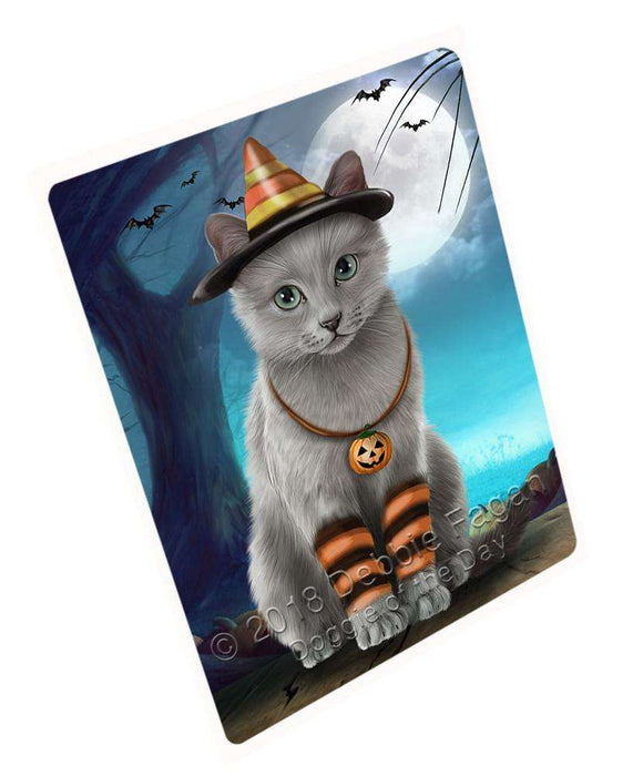 Happy Halloween Trick or Treat Russian Blue Cat Large Refrigerator / Dishwasher Magnet RMAG88800