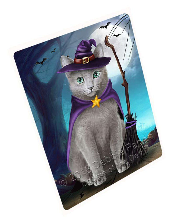 Happy Halloween Trick or Treat Russian Blue Cat Large Refrigerator / Dishwasher Magnet RMAG88812