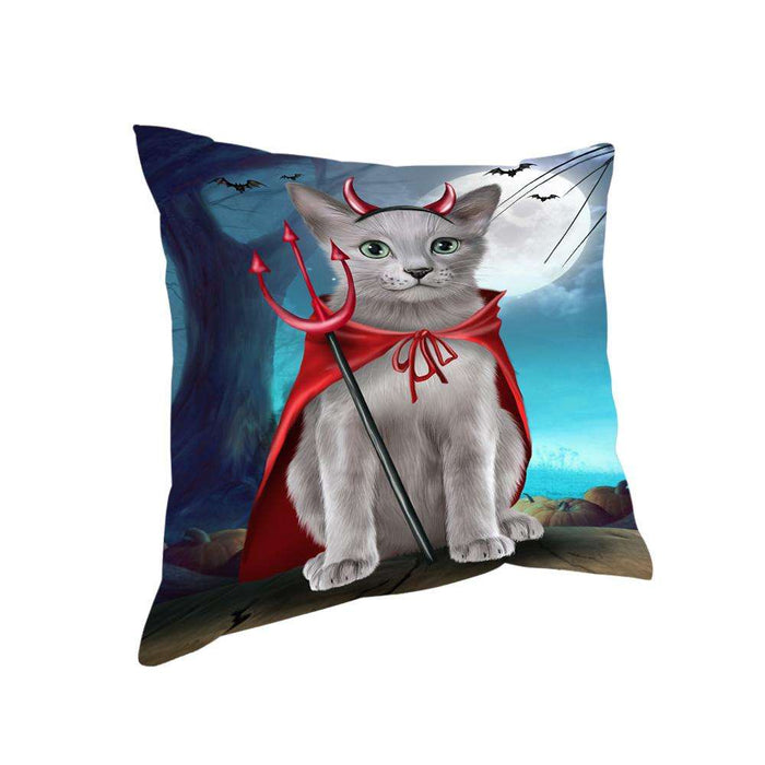 Happy Halloween Trick or Treat Russian Blue Cat Pillow PIL75232