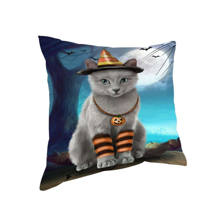 Happy Halloween Trick or Treat Russian Blue Cat Pillow PIL75236