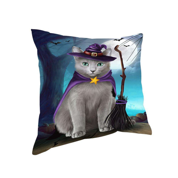 Happy Halloween Trick or Treat Russian Blue Cat Pillow PIL75244